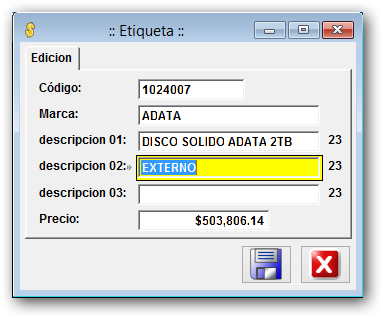 Editar etiqueta Editar etiqueta