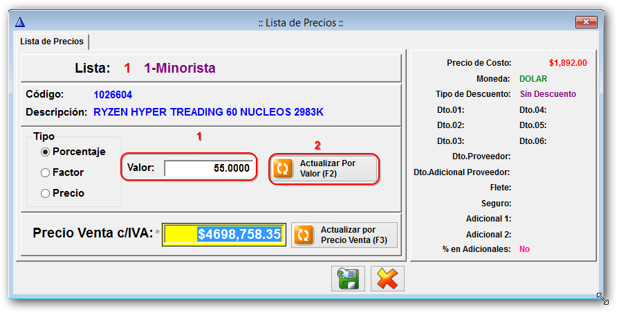 Formulario de Listas