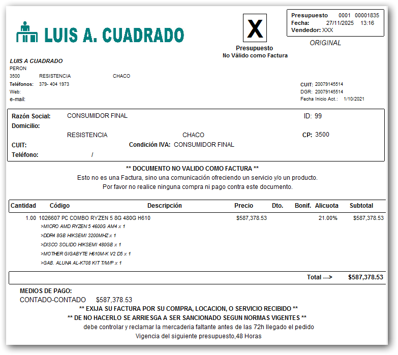 Ejemplo de impresion o PDF