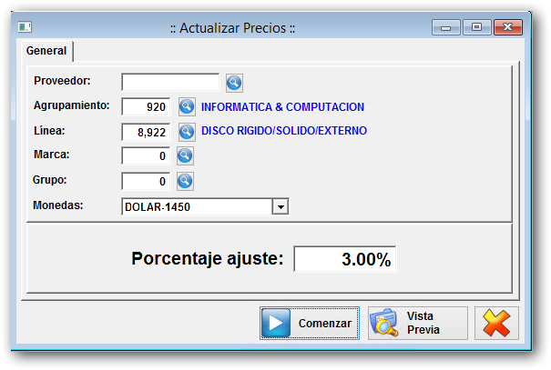 Actualizar Precios por porcentaje