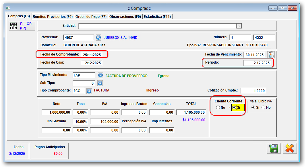 Formulario de Compras