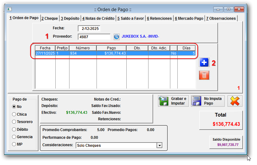 Formulario de Orden de Pago