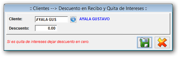 Habilitar descuento o quita de intereses Habilitar descuento o quita de intereses