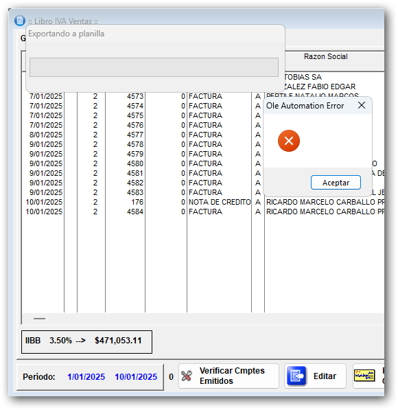 Error en sistema Error en sistema