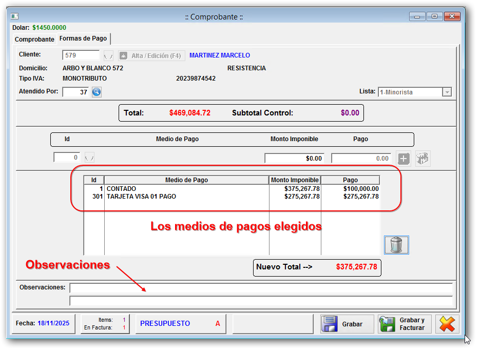 Medios de pagos elegidos