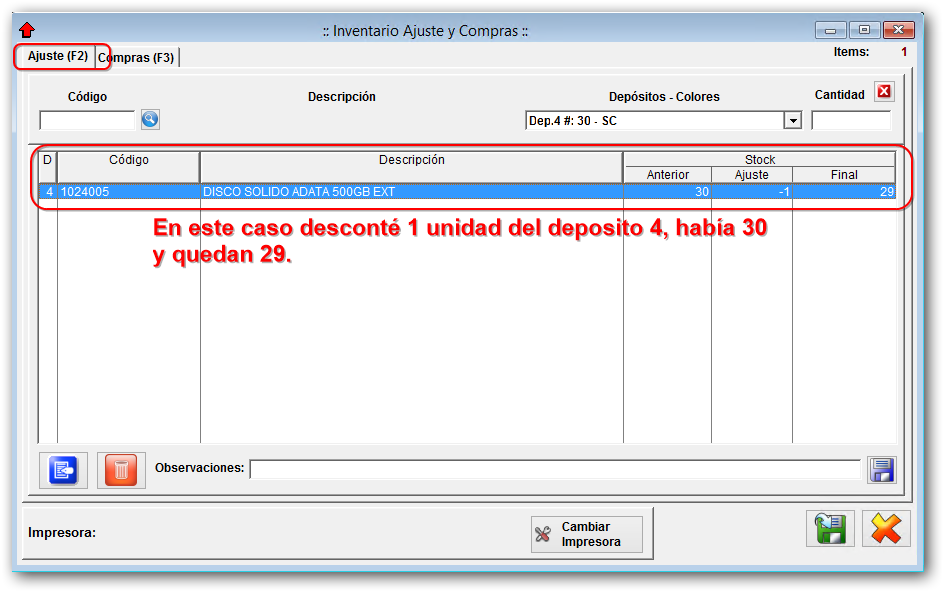Ajuste de inventario Ajuste de inventario